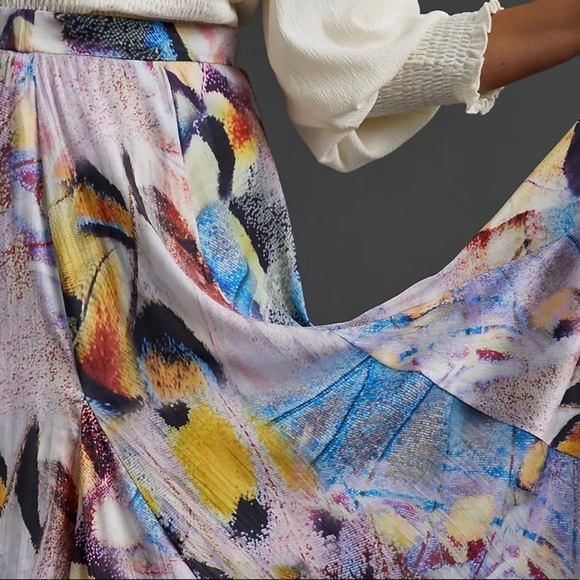 NWT Anthropologie Colorful Abstract A-Line Midi Skirt Size 2 - Picture 3 of 16